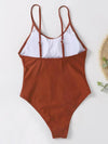 Solid Color Spaghetti-Neck One-Piece Swimwear