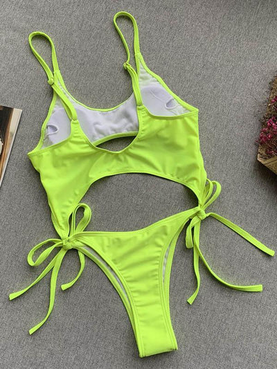 Solid Color Strapless One-Piece Swimsuit