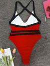 Solid Color Bandage One-Piece Swimwear