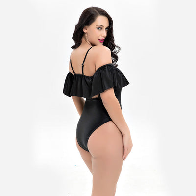 ruffles women's solid high waist ONE-PIECE