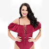 ruffles women's solid high waist ONE-PIECE