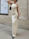 Skinny Sleeveless Asymmetric Solid Color Split-Joint Streamer One-Shoulder Evening Dresses Maxi Dresses