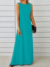 A-Line Loose Solid Color Round-Neck Maxi Dresses