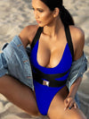 Solid Color Bandage One-Piece Swimwear