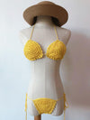 Crochet Solid Color Triangles Split Bikini Swimsuit