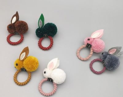 fashion rabbit plush patchwork hair clip hair tie 1 piece