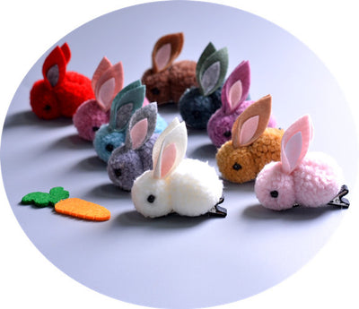 fashion rabbit plush patchwork hair clip hair tie 1 piece