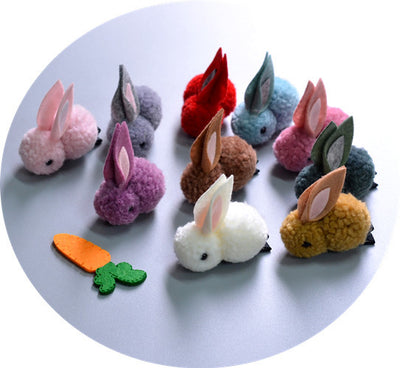 fashion rabbit plush patchwork hair clip hair tie 1 piece