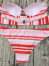 Strapless Striped&Plain Bikinis Swimwear