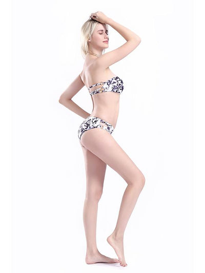 Strapless Printed Bikinis Swimwear