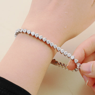 Simple Style Geometric Stainless Steel Zircon Tennis Bracelet In Bulk