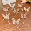 cute fashion sweet butterfly alloy metal artificial pearls hair clip