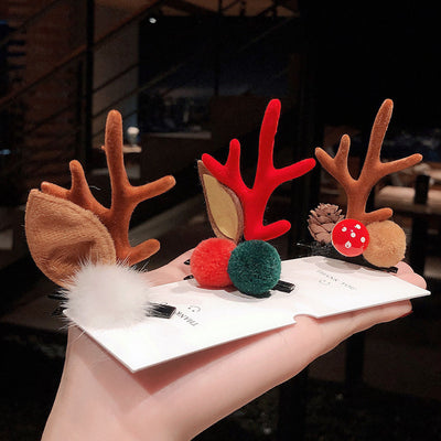 Christmas Cute IG Style Women's Antlers Plush Handmade Hair Clip