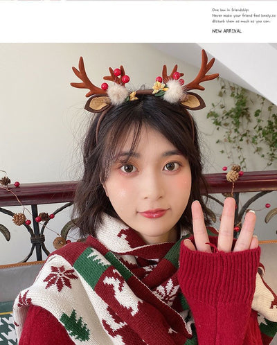 Christmas Cute Sweet Women's Antlers Imitation Antlers Flocking Hair Band