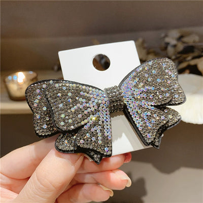 Women's Simple Style Shiny Bow Knot Brass Inlay Rhinestones Hair Clip