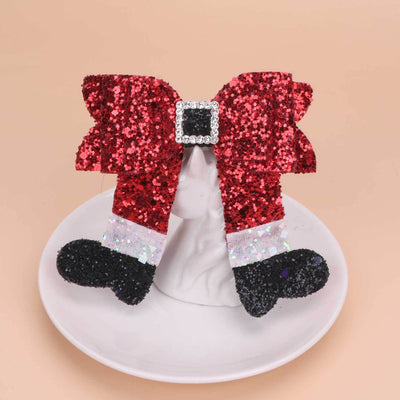 Christmas IG Style Girl'S Bow Knot Sequins Inlay Rhinestones Hair Clip