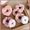 7-Piece Set Autumn and Winter Furry Pink Pork Intestine Hair Band Set Rubber Band Girl Hairtie New Intestine Hair Rope