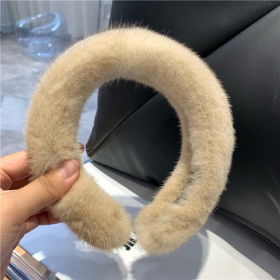 women's elegant solid color plush hair band