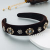 baroque retro pearl rhinestone flannel sponge hair band