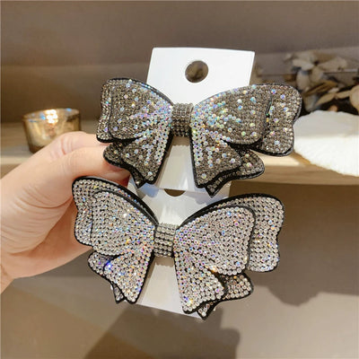 Women's Simple Style Shiny Bow Knot Brass Inlay Rhinestones Hair Clip