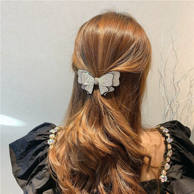 Women's Simple Style Shiny Bow Knot Brass Inlay Rhinestones Hair Clip