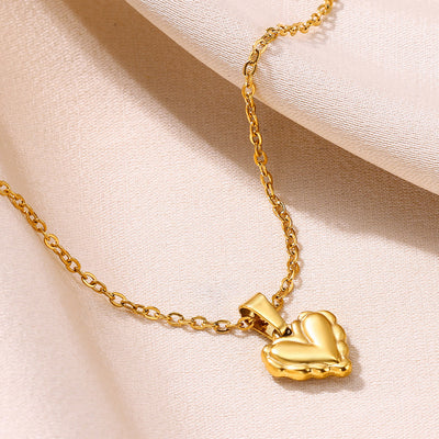 Jewelry Simple Style Geometric Heart Shape Rose 304 Stainless Steel Plating Pendant Necklace