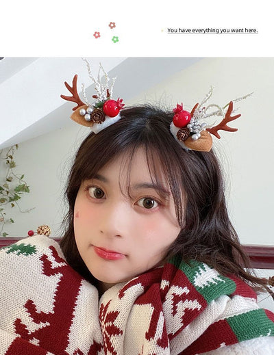 Christmas Cute Sweet Women's Antlers Imitation Antlers Flocking Hair Band