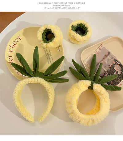 Women's Sweet Simple Style Pineapple Plush Hair Band Wristband