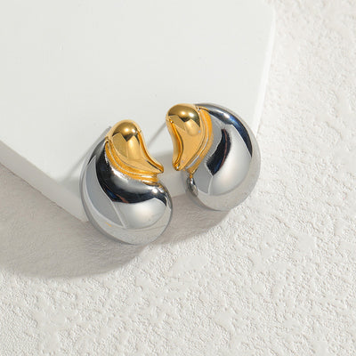 1 Pair Simple Style Geometric Water Droplets Heart Shape Patchwork 304 Stainless Steel 18K Gold Plated Ear Studs