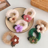 sweet flower plush patchwork hair tie 1 piece