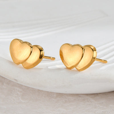 1 Pair Casual Simple Style Streetwear Heart Shape Crown Plating 304 Stainless Steel Ear Studs