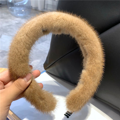 women's elegant solid color plush hair band