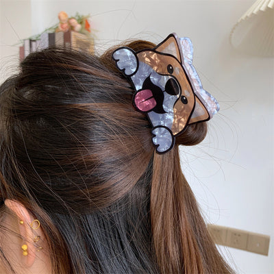 Cute Cartoon Dog Acrylic Medium Size Hair Claw Trendy Personality Hair Claw Shark Clip Hairpin Hair Ornaments Hair Accessories New