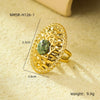 Jewelry Retro French Style Oval 304 Stainless Steel Natural Stone Plating Inlay Open Rings