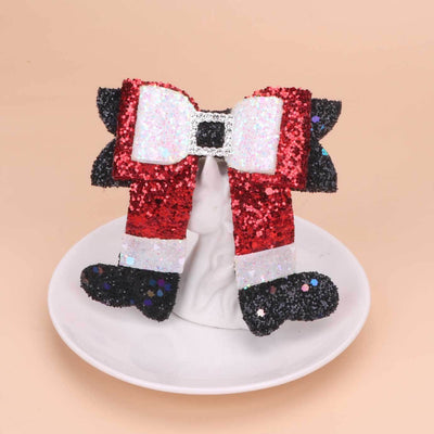 Christmas IG Style Girl'S Bow Knot Sequins Inlay Rhinestones Hair Clip