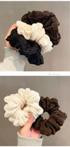 cute large hair scrunchies hair accessories coffee color milky white headdress