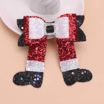 Christmas IG Style Girl'S Bow Knot Sequins Inlay Rhinestones Hair Clip