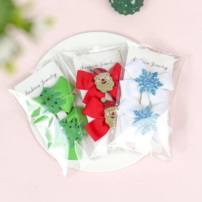 Christmas Cute Kid'S Santa Claus Bow Knot Snowflake Knitting Hair Clip