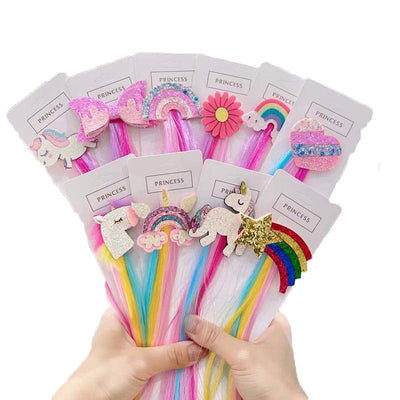 cartoon style rainbow  cloth handmade hair clip 1 piece