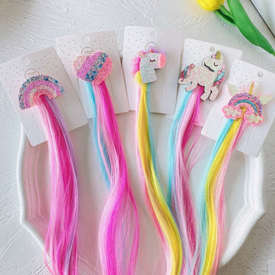 cartoon style rainbow  cloth handmade hair clip 1 piece