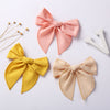 children's headdress solid color cotton linen bow girl hairpin