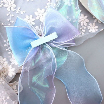 cartoon style bow knot organza rhinestone hair clip