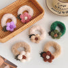 sweet flower plush patchwork hair tie 1 piece