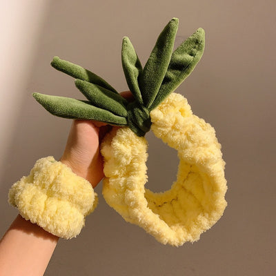 Women's Sweet Simple Style Pineapple Plush Hair Band Wristband