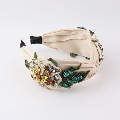 casual vacation flower cloth inlay rhinestones hair band