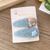 2 Autumn and Winter Colorful Cartoon Bears XINGX Fabric Plush Long Water Drops Barrettes Children's Side Bang Clip Accessories