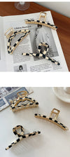 fashion geometric barrettes cellulose acetate metal cross plaid hair claw headdress