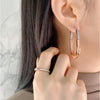 1 Pair Elegant U Shape Color Block Copper Hoop Earrings