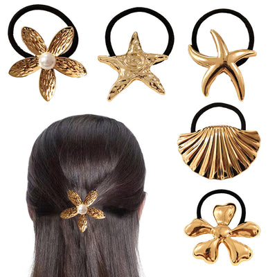 Women's Classic Style Scallop Starfish Flower 304 Stainless Steel Plating Hair Clip Hair Tie