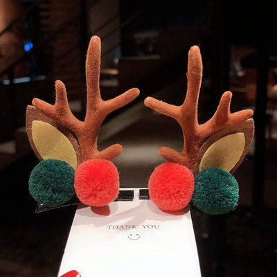 Christmas Cute IG Style Women's Antlers Plush Handmade Hair Clip